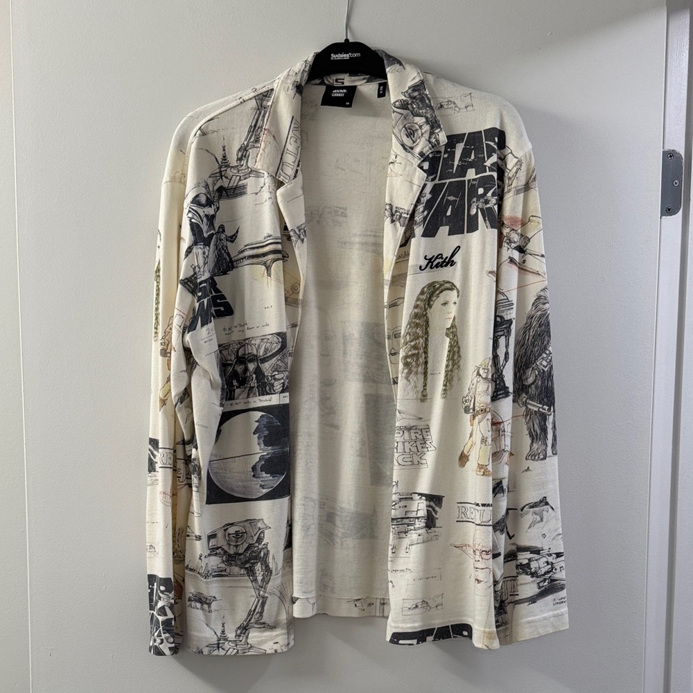 Kith Star Wars Graphic Men's Shirt Jacket - Cream and Black